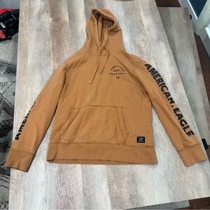 American Eagle Outfitters Caramel Brown Logo Sleeve Pullover Hoodie